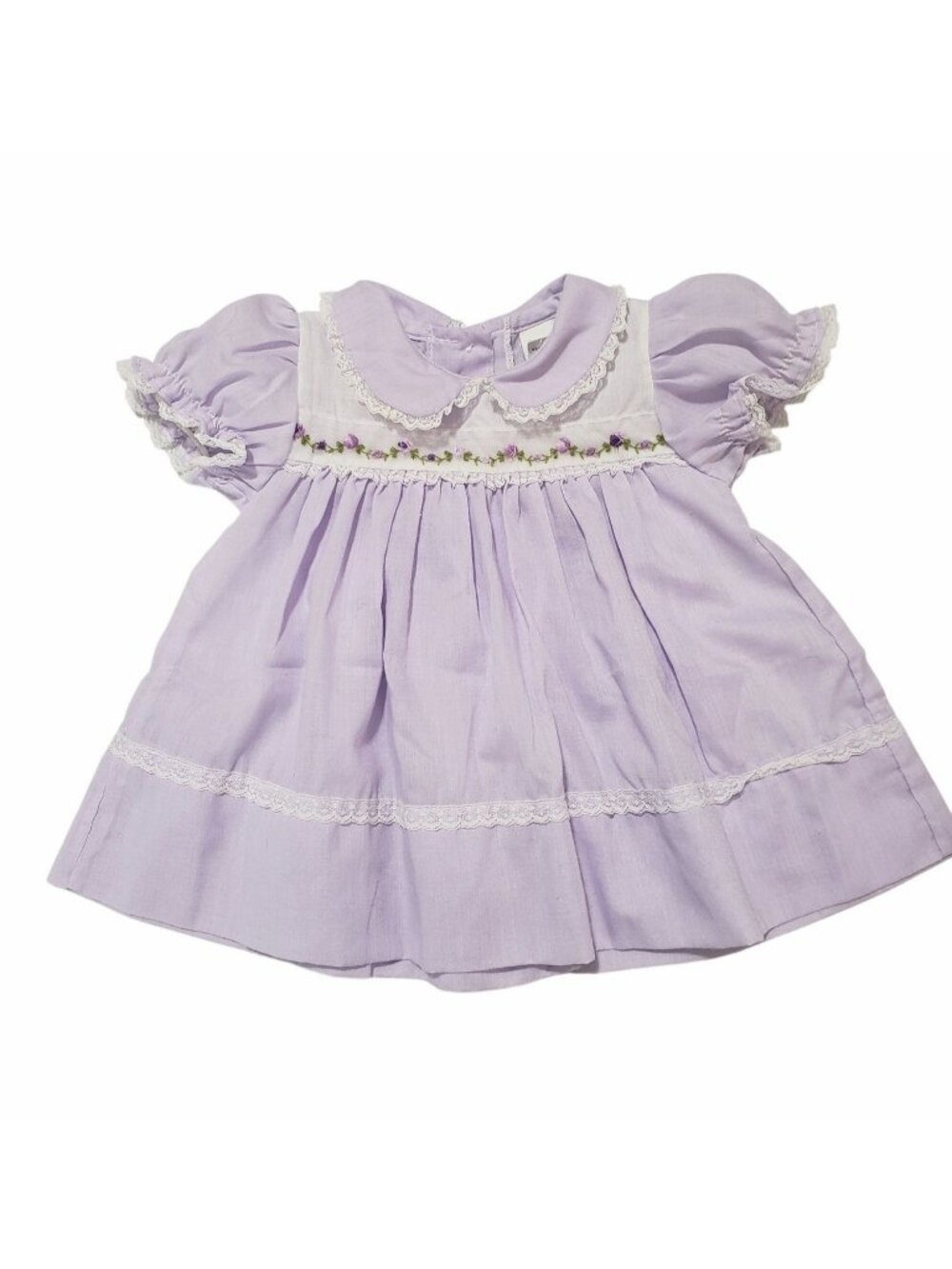 Vintage Alexis Lilac Purple Embroidered Flowers Frilly Party Dress 3 Months